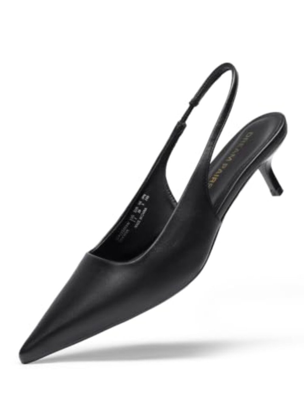 Women's Slingback Kitten Heels Pointed Toe Faux Leather Pumps